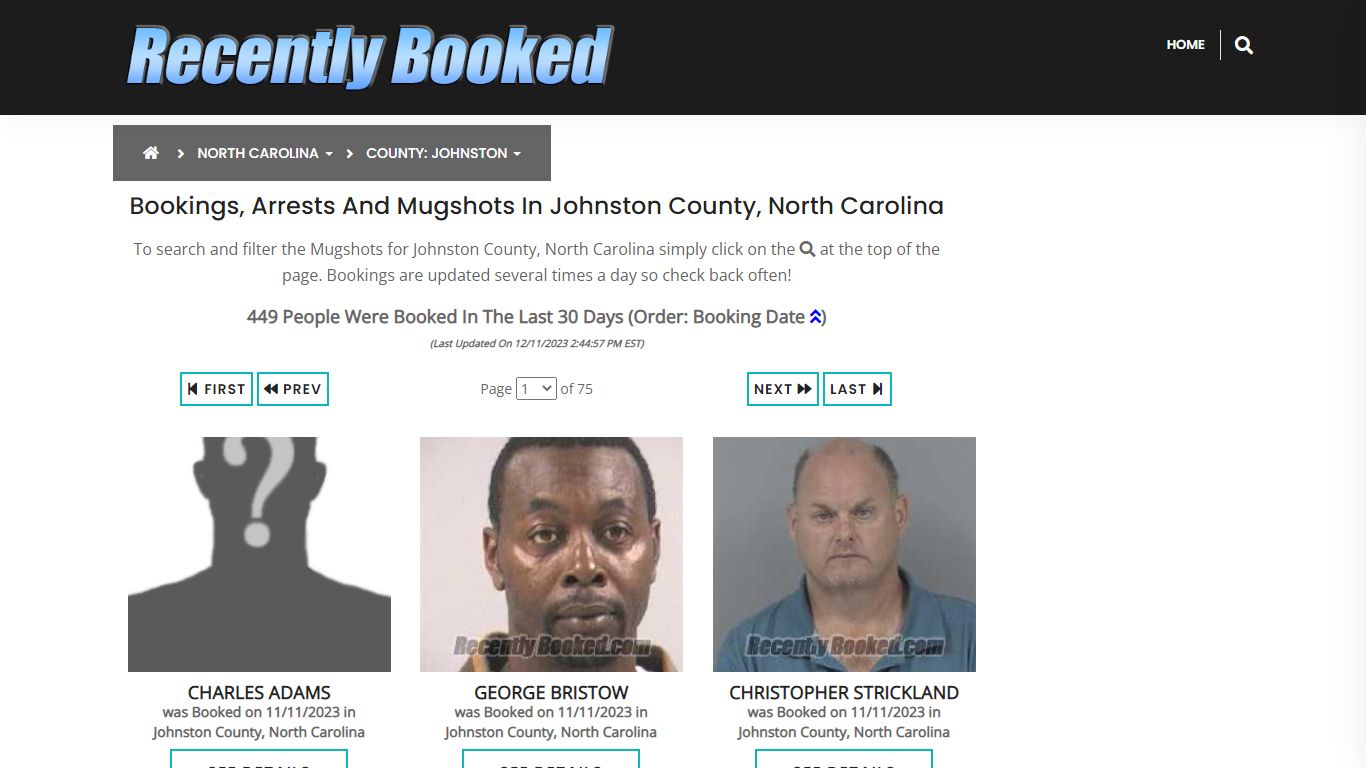Bookings, Arrests and Mugshots in Johnston County, North Carolina